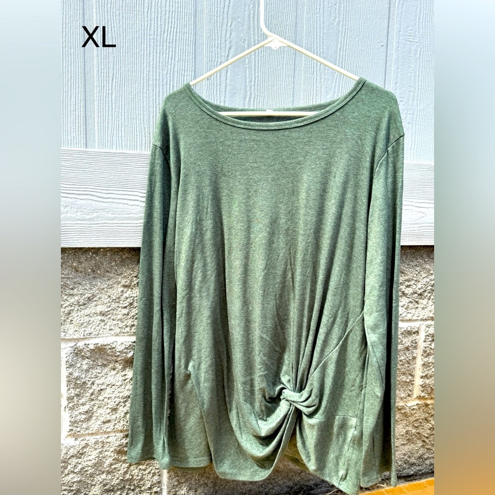 Green Women's Top with Knot Detail
